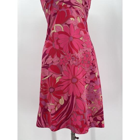 90s Y2K Vintage Express Floral Pink Spaghetti Strap Sundress Groovy Dress 5/6 - Picture 4 of 10